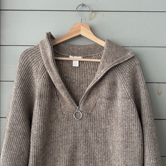 H&M Half-Zip Knit Sweater – Oatmeal / Taupe | Size S - Picture 2 of 5